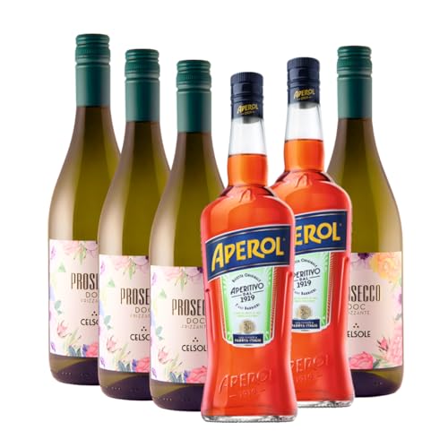 Paket "Bittersüße Versuchung" | 4 x Celsole Prosecco DOC Frizzante 0,75 L + 2 x Aperol 1 L | Aperitivo-Set für Sommer & Partys von Generisch