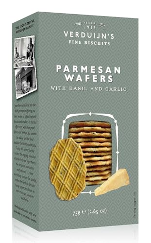 Parmesam Waffel Crackers Käse Waffeln mit Parmesan, Basilikum und Knoblauch, Verduijn´Parmesan Wafers Cracker 75g von Generisch