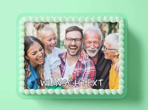 Personalisierbarer Fondant Tortenaufleger Tortenbild Geburtstag Party Familie mit Wunschbild Wunschtext A4 von Generisch