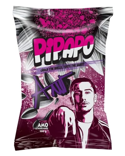 Pipapo Sonnenblumenkerne, AMO Aller Amos, 100g, Pink-Schwarz Design | Popcorn Geschmack | S-Mann von Generisch