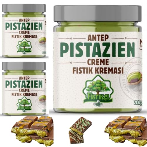 Pistazien Creme Perektif geeignet für die Verwendung von Pistazienpaste und Dubai-Schokolade 200 Gramm x 3 STÜCK mit Pufai von Generisch