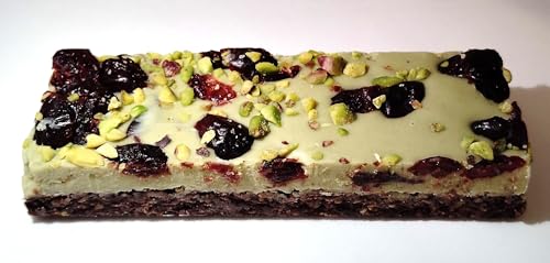 Pistaziencreme, Haferflocken-Riegel mit Pistaziencreme, dekoriert mit Pistazien und Cranberries, handgemacht, 75 g, einzelverpackt. Größe ca. 11X4X2,5 cm von Generisch