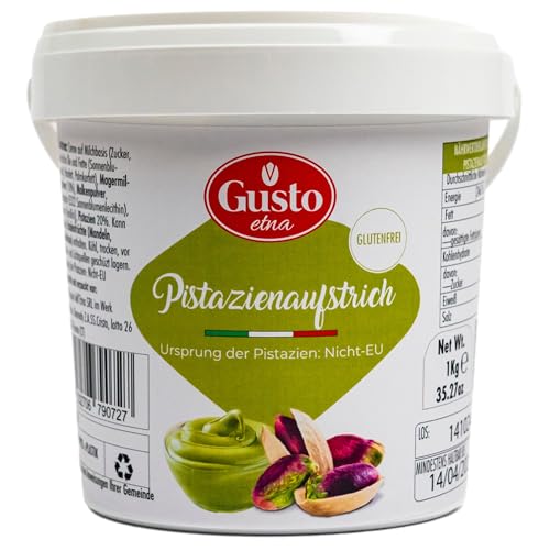 Pistaziencreme aus Italien/Sizilien mit 20% Pistazien 1 kg Pistazienaufstrich - Pistazien-Aufstrich Brotaufstrich, zu Desserts, zum Verfeinern & für Dubai Schokolade (Pistaziencreme Cremig) von Generisch