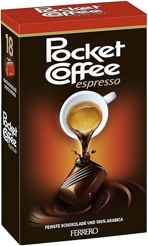 Pocket Coffee Espresso - Box mit 18 Stück köstlicher Kaffeebonbons - Intensive Geschmackserfahrung für Kaffee-Liebhaber und Feinschmecker - 18 Stück (225g) - Kompatibel mit Ferrero 225g von Generisch