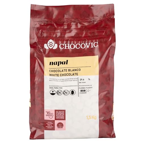 Premium Weiße-Schokolade 1,5 kg Kuvertüre zum Schmelzen und Backen - Weiße Schokoladen-Drops mit 29,6% Kakao - Choco-Chips für Schoko-Fondue, Schokoladenbrunnen und Schokoladenformen (Großpackung) von Generisch