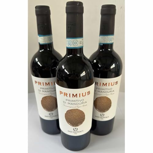 San Donaci, "Primius" Primitivo di Manduria DOP 2021, Rotwein aus Italien, 750 ml, 3er-Set von Generisch