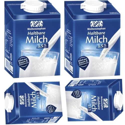 Pufai, Weihenstephan Milch fettarme H-Milch Haltbare 3,5% Fett, je 0,5 Liter, 4 Stück + Pufai Grocery von Generisch