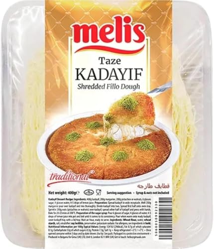 Pufai Grocery Melis Fresh Kadayif Kadaifi Gebäckfäden, frisches Kadayif, türkisches Dessert, Kataifi, Dubai, Schokolade, 400 g von Generisch