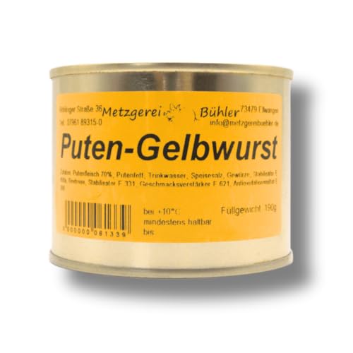 Puten Gelbwurst 190g Dosenwurst Wurstkonserve Metzgerei Bühler Putenfleisch lang haltbare Lebensmittel in der Konserve von Generisch