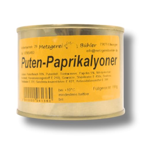 Puten Paprikalyoner 190g Dosenwurst Wurstkonserve Metzgerei Bühler Putenfleisch Truthanfleisch Fleischkonserve Wurst von der Pute von Generisch