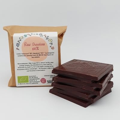 Raw Schokolade | Dunkle Raw Bioschokolade mit 100% Kakaoanteil aus Italien | Vegan, Bio, Glutenfrei & ungesüßt (500 g) von Generisch