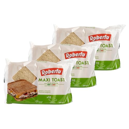 Roberto - 3er Pack Original italienisches Maxi Toast Essenza mit Olivenöl - Sandwich Toast Brot ideal für die mediterrane Küche - Sandwichtoast in 500 g Packung (10 Toast pro Packung) von Generisch