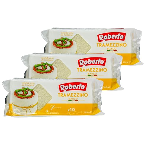 Generisch Roberto - 3er Pack Original italienisches Tramezzino Tramezzini Weißbrot - Weissbrot Tramezzone Tramezzinibrot (Toast ohne Rand, Rinde) in 500 g Packung von Generisch