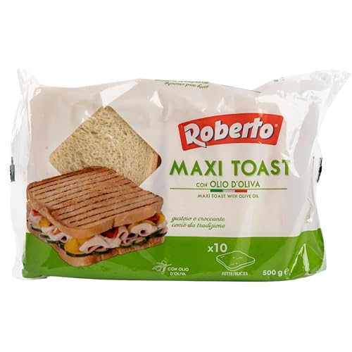 Roberto - Original italienisches Maxi Toast Essenza mit Olivenöl - Sandwich Toast Brot ideal für die mediterrane Küche - Sandwichtoast in 500 g Packung (10 Toast) von Generisch