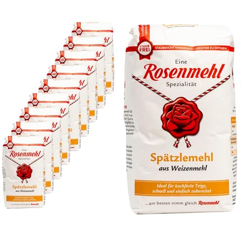 Rosenmehl - 10er Set Premium Spätzlemehl 1000 g ideal für kochfeste Teige, schnell und einfach zubereiten - Spätzle-Mehl aus Weizenmehl ideal auch als Nudel-Teig von Generisch