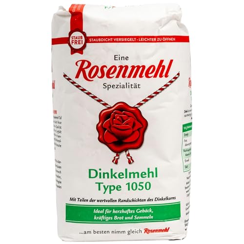 Rosenmehl - Premium Dinkelmehl Typ 1050-1000 g mit Teilen der wertvollen Randschichten des Dinkelkorns - Dinkel Mehl für herzhaftes Gebäck, kräftiges Brot und Semmeln von Generisch