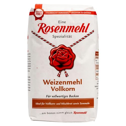 Rosenmehl - Premium Weizenmehl Vollkorn für vollwertiges Backen 1000 g - Entwickelt für Vollkorn- und Mischbrote sowie Semmeln - Feines Qualitäts-Mehl zum Backen und Kochen (naturbelassen) von Generisch