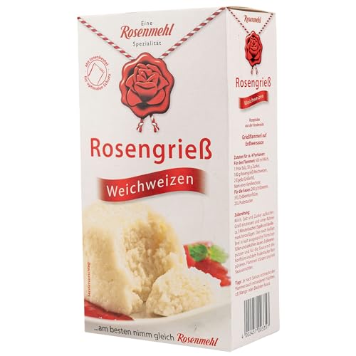 Rosenmehl - Rosengrieß aus Weichweizen in 500 g Packung - Grieß feinkörnig und cremig ideal für Grießbrei, süße Aufläufe und Desserts - Für zarte Ergebnisse von Generisch