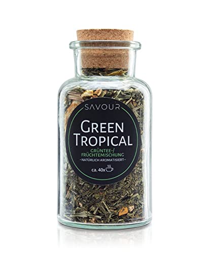 SAVOUR Grüntee | lose Grünteemischung | 100% natürlich | ergibt ca. 40 Tassen Tee (Green Tropical) von Generisch