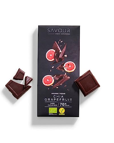 SAVOUR Schokolade | Bio, Vegan, Glutenfrei, ohne Palmöl (Chiasamen & Grapefruit, 1 Tafel) von Generisch