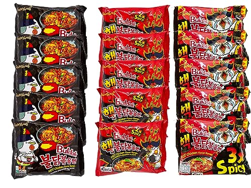 Samyang Ramen Spicy Set- 5 x Original 5x 2x Spicy, 3x Spicy - Asia Instant Ramen Set 15er Set Ramennudeln von Generisch