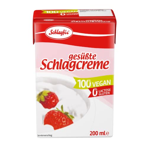 Schlagfix gesüsste Sahne vegan 200ml Vegane Schlagsahne Alternative | Laktosefreie Sahne für Veganer zum Kochen & Backen | 100% Pflanzlich und Herrlich Cremig von Generisch