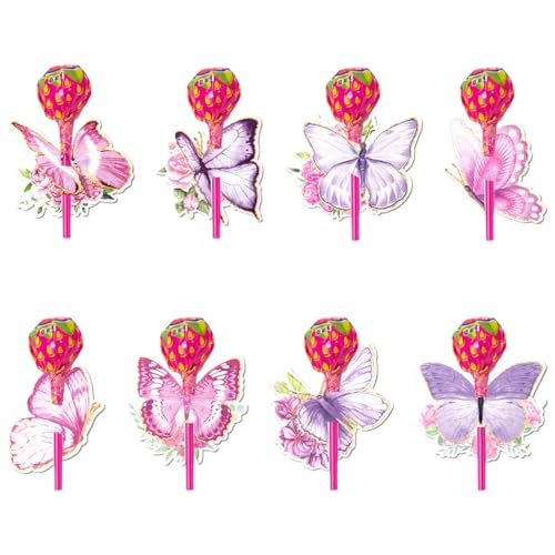 Schmetterlings-Süßigkeitshalter-Stanzformen,Lollipop-Papierkarte,Bunter ausgeschnittener Schmetterling - 8x lustige Schmetterlings-Verpackungskarte, Schmetterlings-Schablonenform für Scrapbook von Generisch