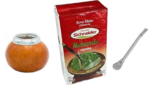 Schneider Yerba Maté Starter Kit 1000g - Trinkset mit Bombilla & Kalabasa für Südamerika Tee von Generisch