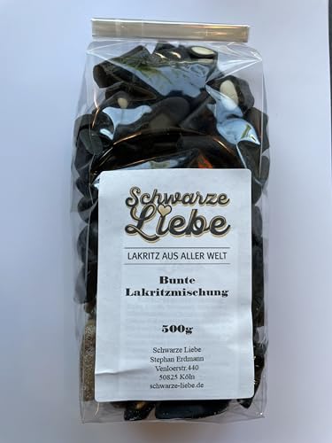 Schwarze Liebe luxuriöse Lakritzmischung – das perfekte Geschenk. Süße & salzige, harte & weiche Qualitätslakritz aus Finnland, Dänemark, Schweden, Niederlande, Deutschland – 500g von Generisch