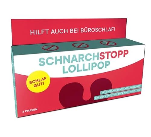 Spaßgeschenk | "Schnarch Stopp Lollipop" |45 g Edelfrucht-Lollis, 3 Stück in den Farben gelb-rot-grün | in praktischer Geschenkbox | Anti Schnarch Geschenk von Generisch