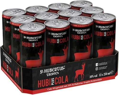 St. Hubertuus Hubi plus Cola (Einweg) Krauter Likör Kräuterlikör 250 Milliliter X 12 STÜCK von Generisch