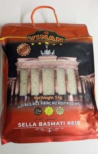 Super Perfekter Basmati Reis (1 * 5kg) –Vinan- Hochwertiger, langkörniger Reis, ideal für Currys, Biryani & Beilagen. von Generisch