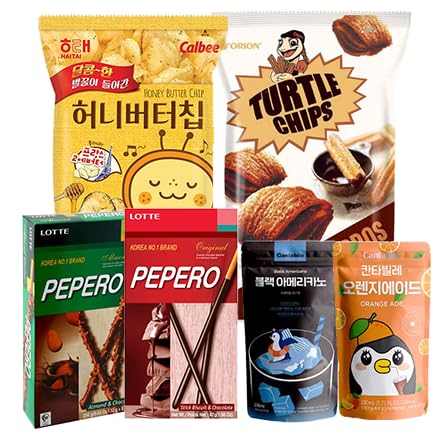 Sweetest Set - Pepero almond & original, Choco Turtle Chips, Honey Butter Chips, Cantabile Orange & Black Coffee von Generisch