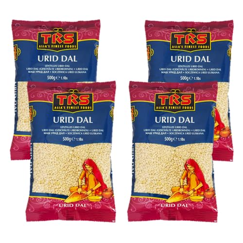 TRS - Gespaltene Urid Dal, Gewaschen, Hautlos (4 x 500g) - 2kg - Vielseitig verwendbar in der indischen Küche von Generisch