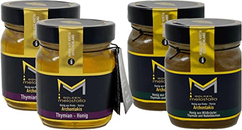 Wildkräuterhonig und Thymianhonig Golden Melostalia Archontakis 4 x 400g Glas aus Kreta Griechenland von Generisch