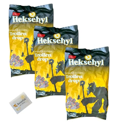 Toms Heksehyl Trollendrop (weiche Süßlakritz-Stäbchen) Sparpackung 3x 1kg + Benefux. Erfrischungstuch von Generisch