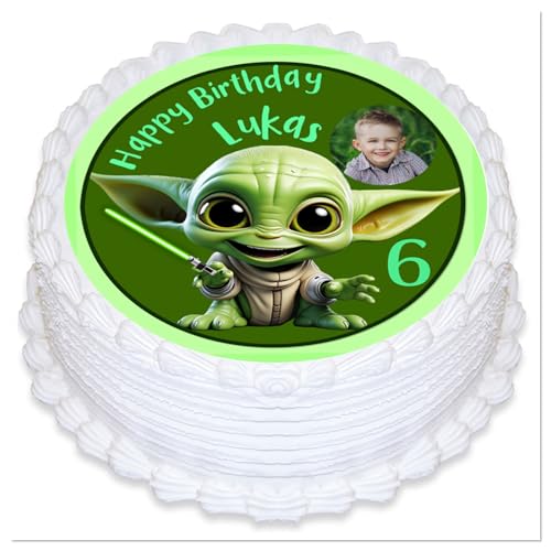 Tortenaufleger Geburtstag, personalisiert mit Motiv Kobold mit Ihren Foto und Text, Tortenaufleger Geburtstag Essbarer Tortenaufleger aus Fondant von Generisch