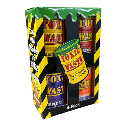 Toxic Waste Candy 4 Pack 168g (4 Tubs with Diffferent Flavours) Saure Süßigkeiten von Generisch