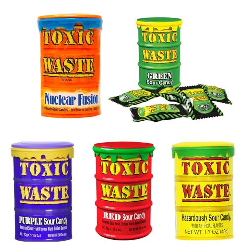 Toxic Waste Candy 5er Pack 210g, saure Süßigkeiten - Bonbons in verschiedenen Geschmäckern Original aus USA von Generisch