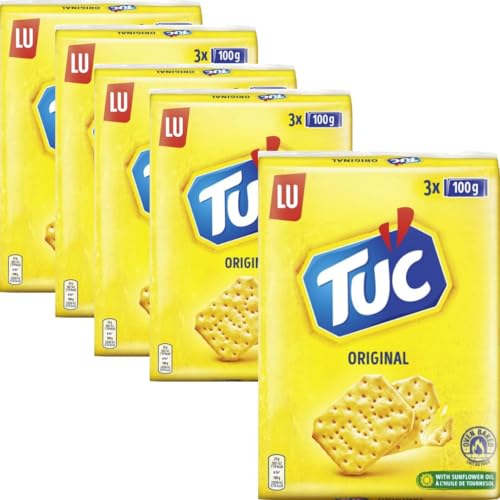 Tuc Original Cracker Keks 300 gramm in 3 Packungen x 5 STÜCK mit Pufai von Generisch