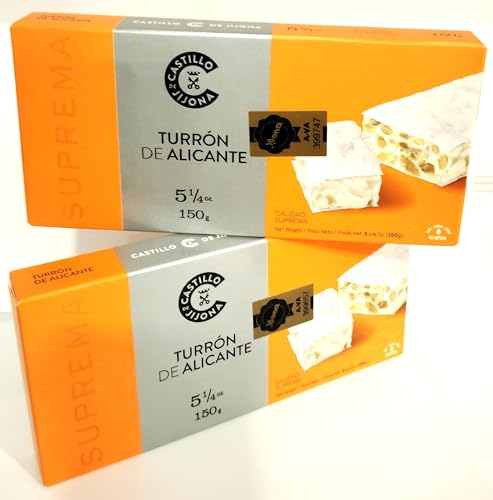 Castillo de Jijona - Alicante Nougat - Traditioneller Nougat 2 X 150 g - Ausgewählte Mandeln - Glutenfrei - Höchste Qualität - Handgemachtes Rezept - Spanien (Jijona) von Generisch