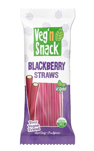 Veg'n Snack Vegan Fruchtgummi | Soft Candy | Ohne Gelatine | Halal | 100% Vegan (Brombeere Strohhalme) von Generisch