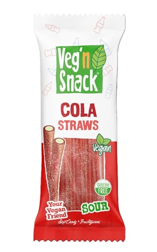 Veg'n Snack Vegan Fruchtgummi | Soft Candy | Ohne Gelatine | Halal | 100% Vegan (Cola Strohhalme sauer) von Generisch