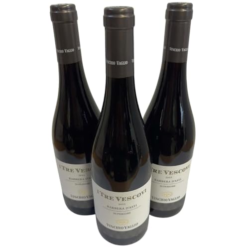 Vinchio Vaglio, "I Tre Vescovi" Barbera d'Asti Superiore DOCG 2022, Rotwein aus Italien, 750 ml, 3er Set von Generisch