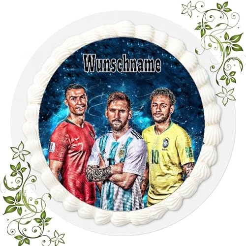 WUNSCHNAME Tortenbild, Zuckerbild mit Motiv, Essbares Foto für Torten, Tortenbild, Tortenaufleger Ø 20cm FONDANT Fußball Nr. 54 von Generisch