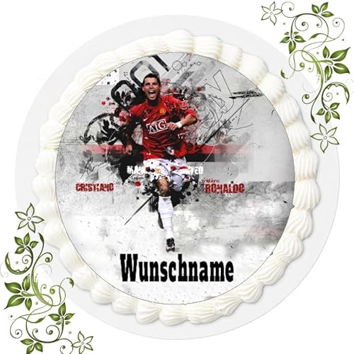 WUNSCHNAME Tortenbild, Zuckerbild mit Motiv, Essbares Foto für Torten, Tortenbild, Tortenaufleger Ø 20cm FONDANT Fußball Nr. 61 von Generisch