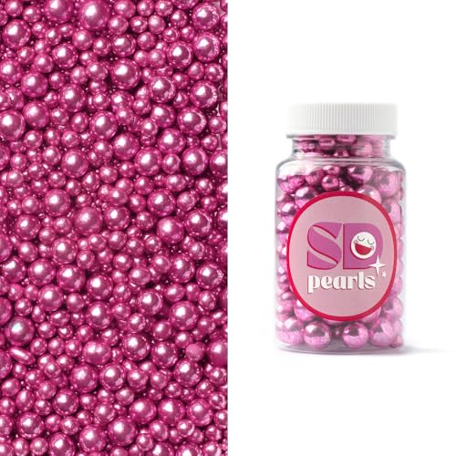 Weiche Zuckerperlen Metallic rosa 3,4,5,7,10mm, 100g, Für Eis, Kekse, Kuchen, Cupcakes, Torten, Dessertdekoration, rosa Streusel, essbare Kuchen Dekor SD Pearls von Generisch