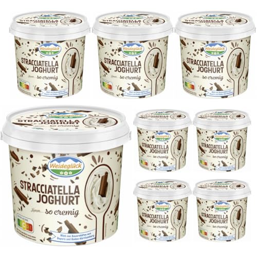 Weideglück Joghurt Stracciatella 3,5% 1000 Gramm x 8 Stück [Frischegarantie] von Generisch