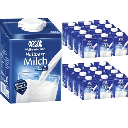 Weihenstephan Milch fettarme H-Milch 3,5% Fett, je 0,5 Liter, 24 Stück mit Pufai Grocery von Generisch