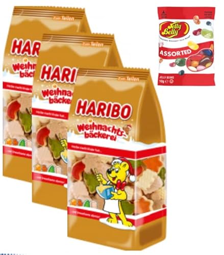 Weihnachtsbundle 3x Haribo Weihnachtsbäckerei 250g und JellyBelly 10g von Generisch